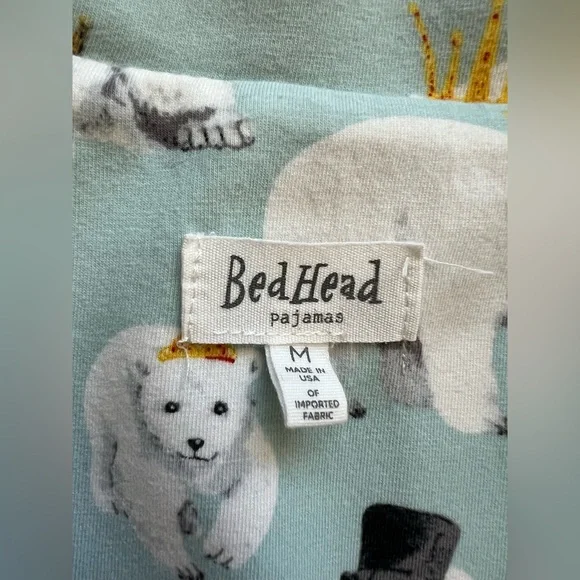 BedHead Pajamas M Organic Cotton Polar Bear Print Made USA - Picture 7 of 16
